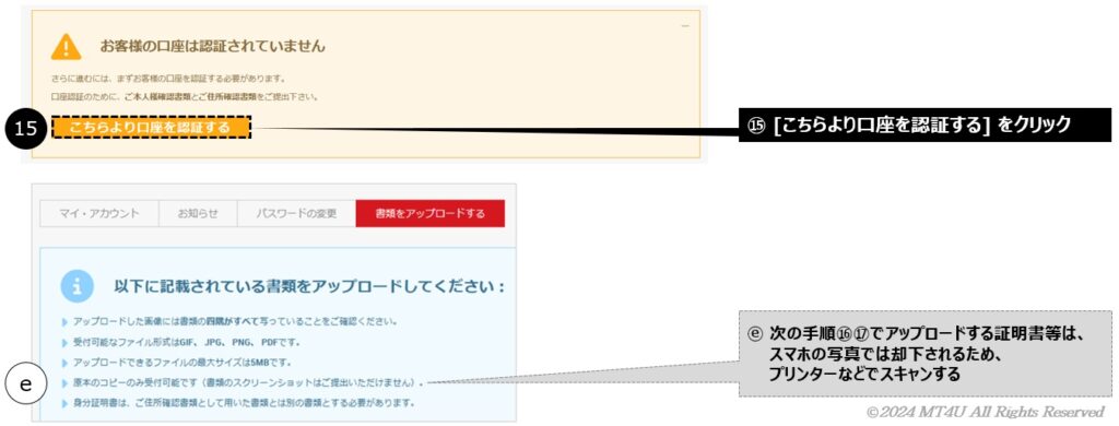 XMの本人認証ページにアクセスする入口画面