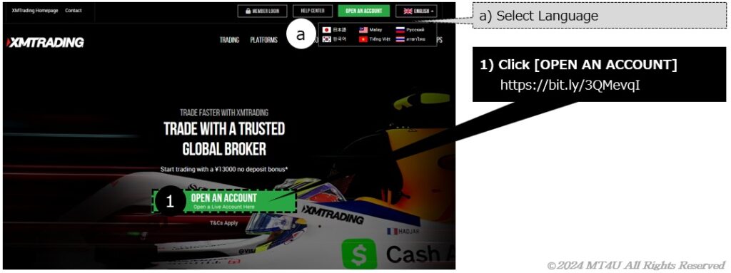 Open account on the XM Trading site by visiting the FX registration page